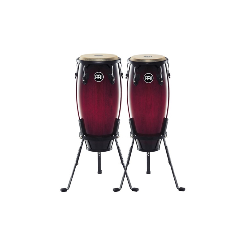 Meinl Headliner Series 10 & 11 Wood conga set with Basket Stands Wine Red Burst