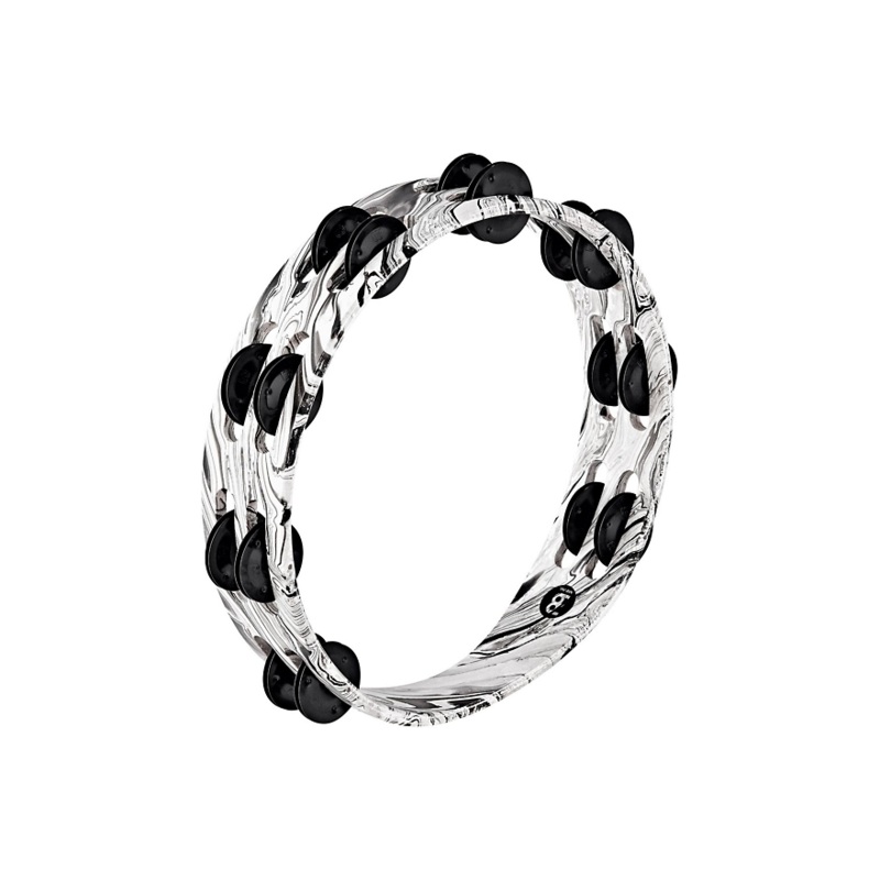 Meinl Traditional Wood Tambourine with 2 Row Black Plated Steel Jingles White Marble