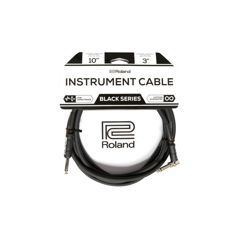 Roland Black Series 1/4 Angled/Straight Instrument Cable 10 ft. Black