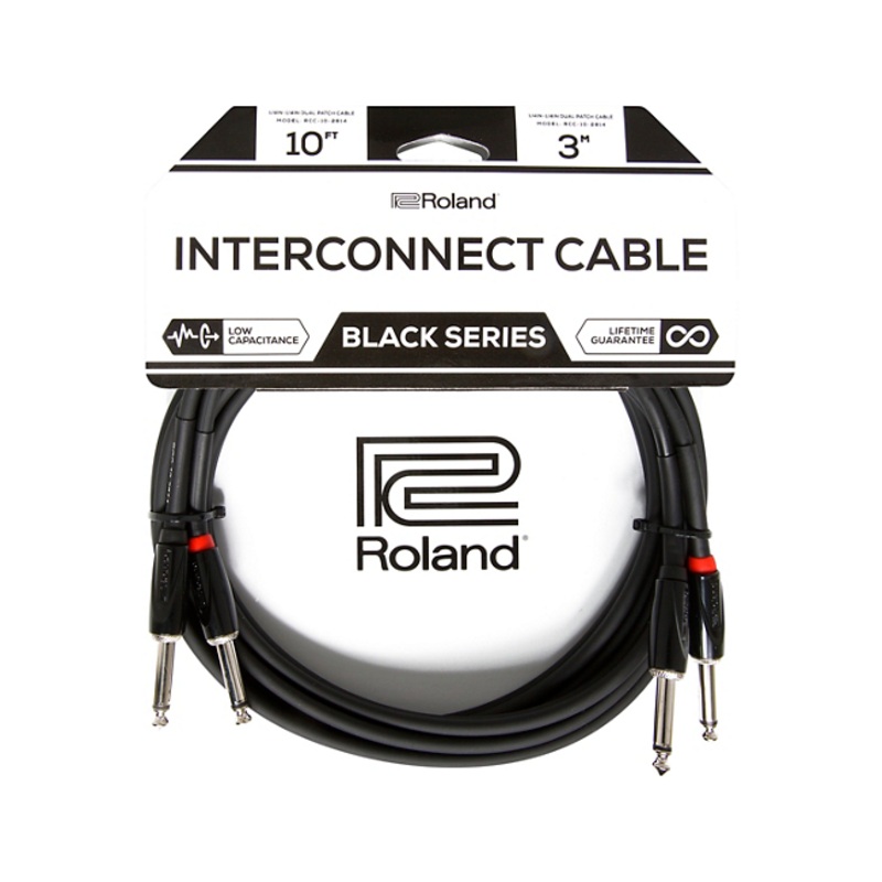 Roland Black Series Dual Dual 1/4-1/4 Interconnect Cable 10 ft. Black