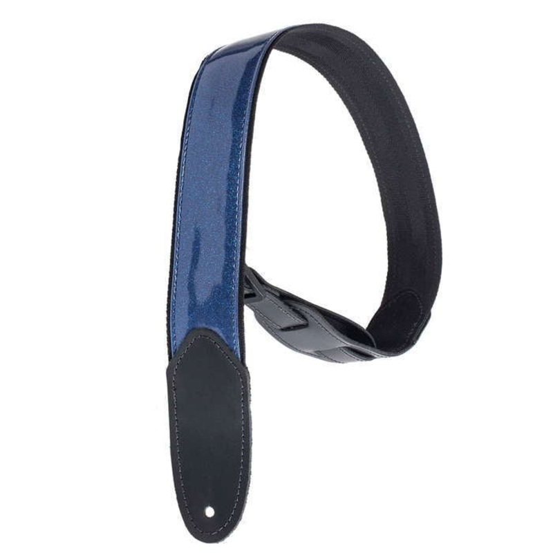 Henry Heller 2 Blue Sparkle Vinyl Guitar Strap with Black Leather Ends