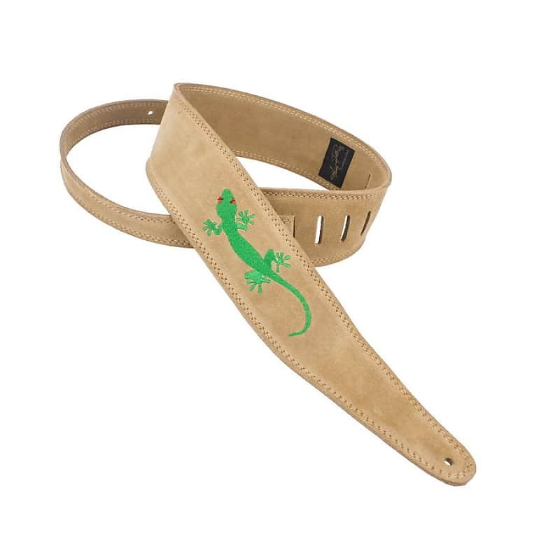 Henry Heller Suede Embroidered Gecko Guitar Strap – Sand