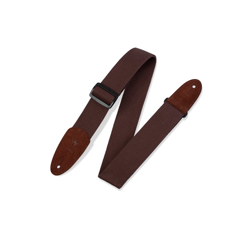 Levy’s 2 Brown Cotton Guitar Strap Suede Ends – Brown