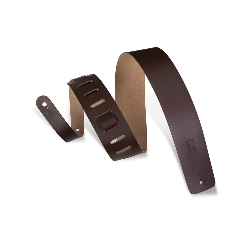 Levys 2 1/2 Wide Dark Brown Genuine Leather Guitar Strap