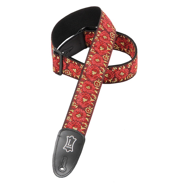 Levys 2 Wide Red Jacquard Guitar Strap