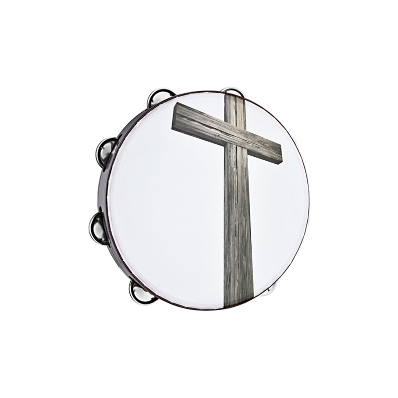 Meinl Gospel Praise and Worship Church Tambourine with Cross Graphic and Double Row Steel Jingles