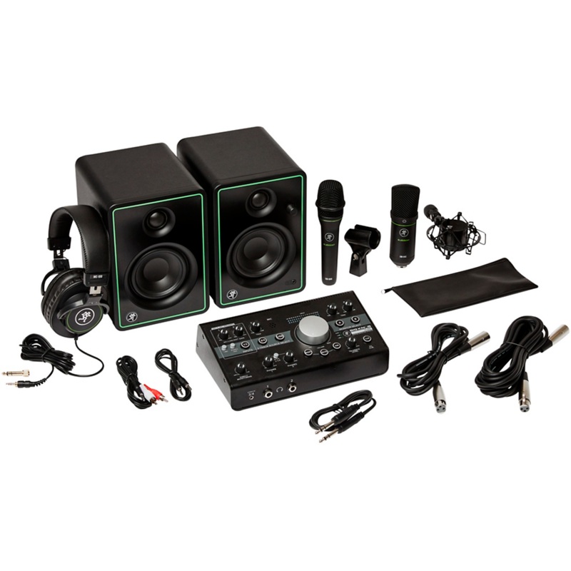 Mackie Studio Bundle with CR3-X Monitors, Big Knob Studio Interface, EM89D Dynamic Mic, EM91C Condenser Mic and MC-100 Headphones