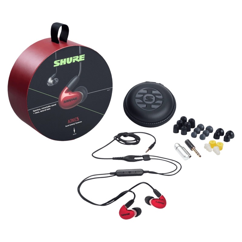 Shure Triple-Driver AONIC 5 Sound Isolating Earphones – Red