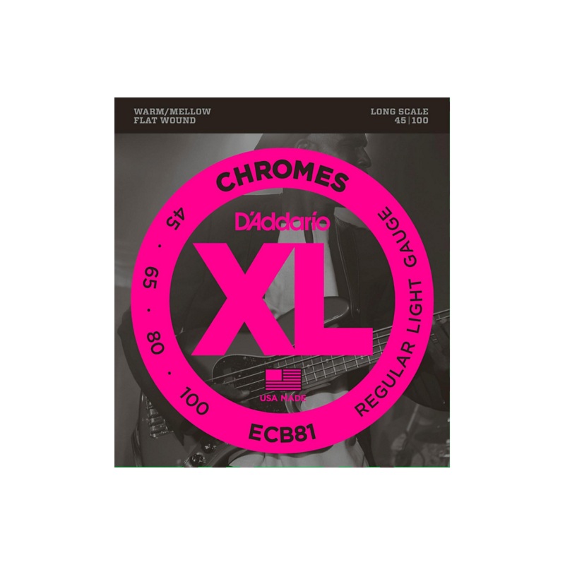 D’Addario ECB81 XL Chromes Flatwound Bass Strings