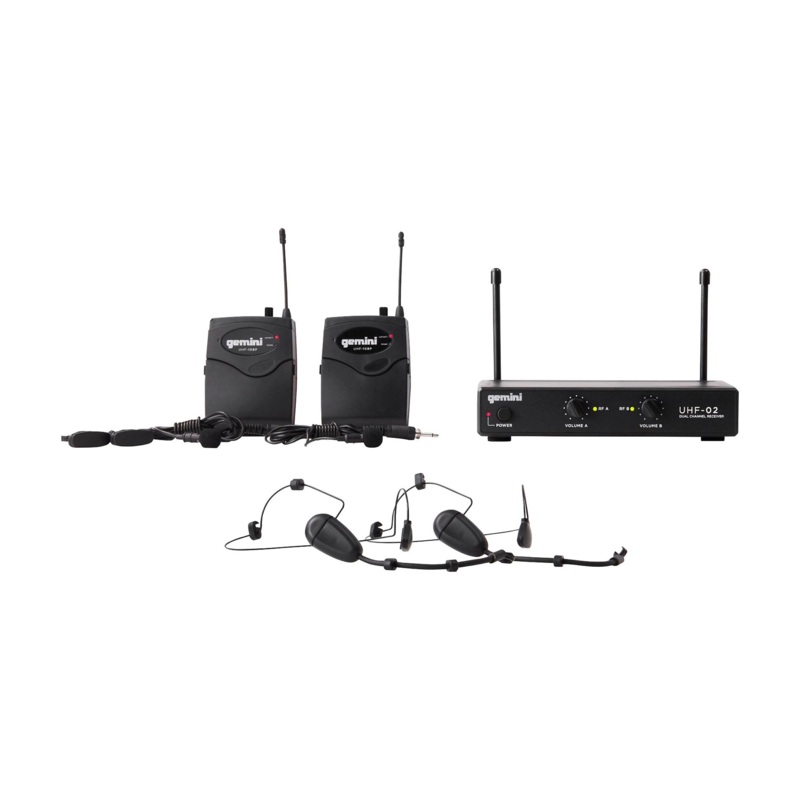 Gemini UHF-02HL 2-Channel Wireless Headset/Lavalier Combo System S12