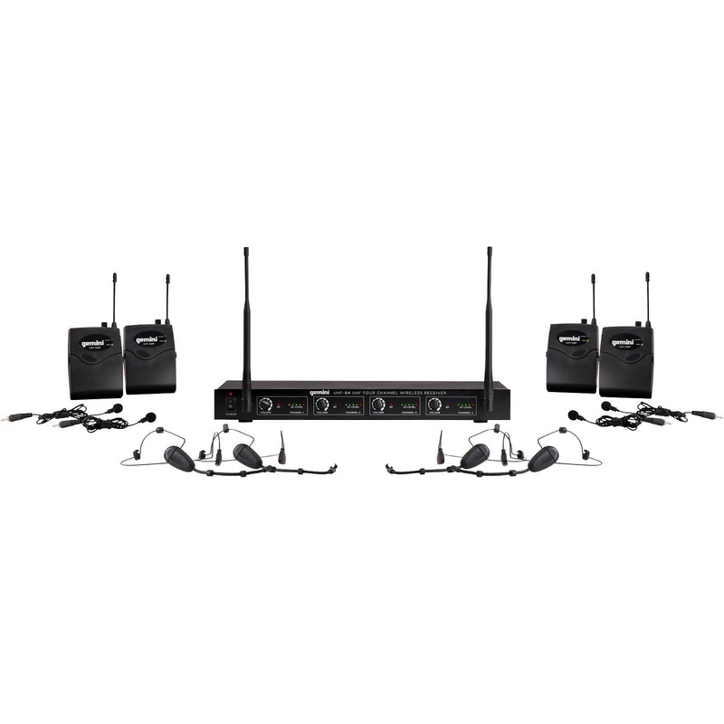 Gemini UHF-04HL 4-Channel Wireless Headset/Lavalier Combo System S1234
