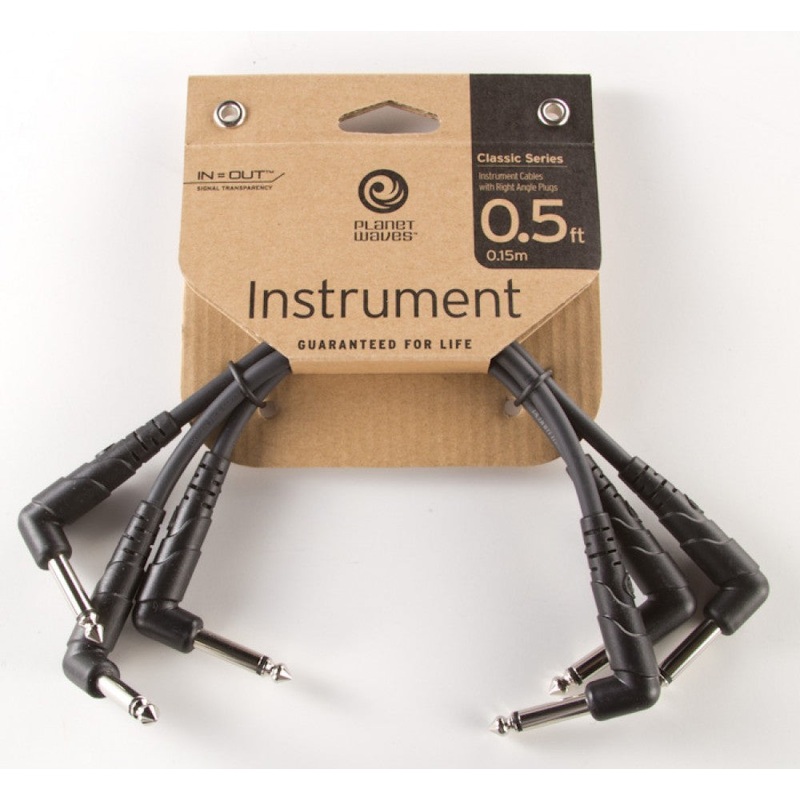 D’Addario Planet Waves Classic Series Right Angle Patch Cable 3-Pack 6 in.