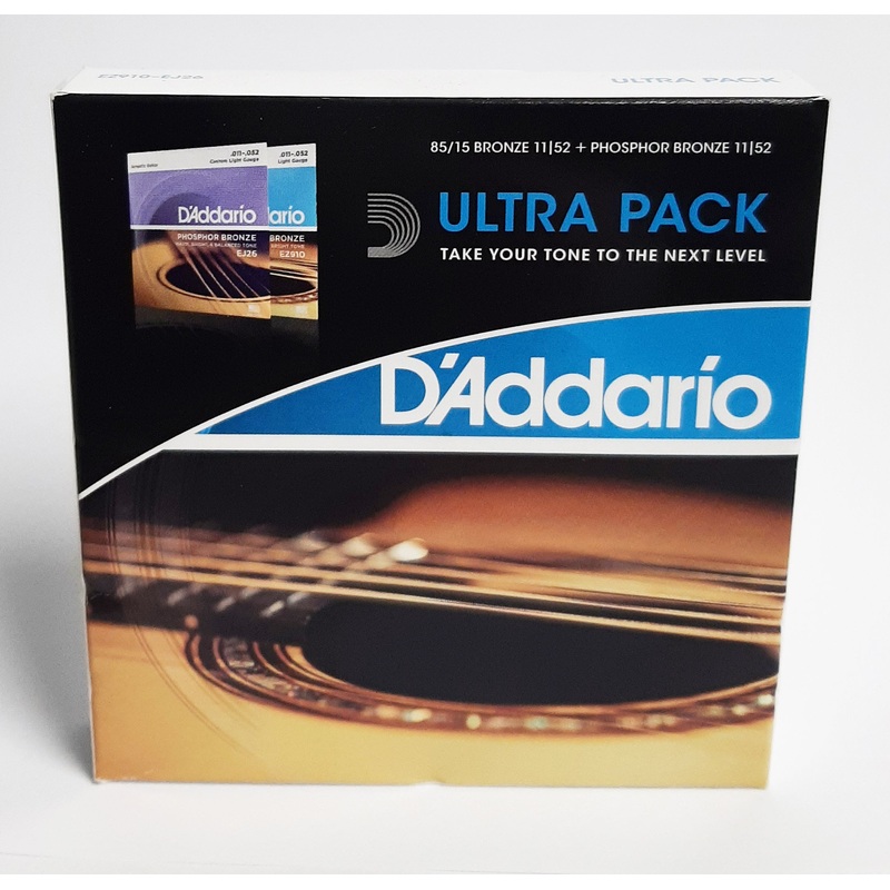 D’Addario EZ910 / EJ26 Custom Light Tension Ultra Pack Acoustic Guitar String Set