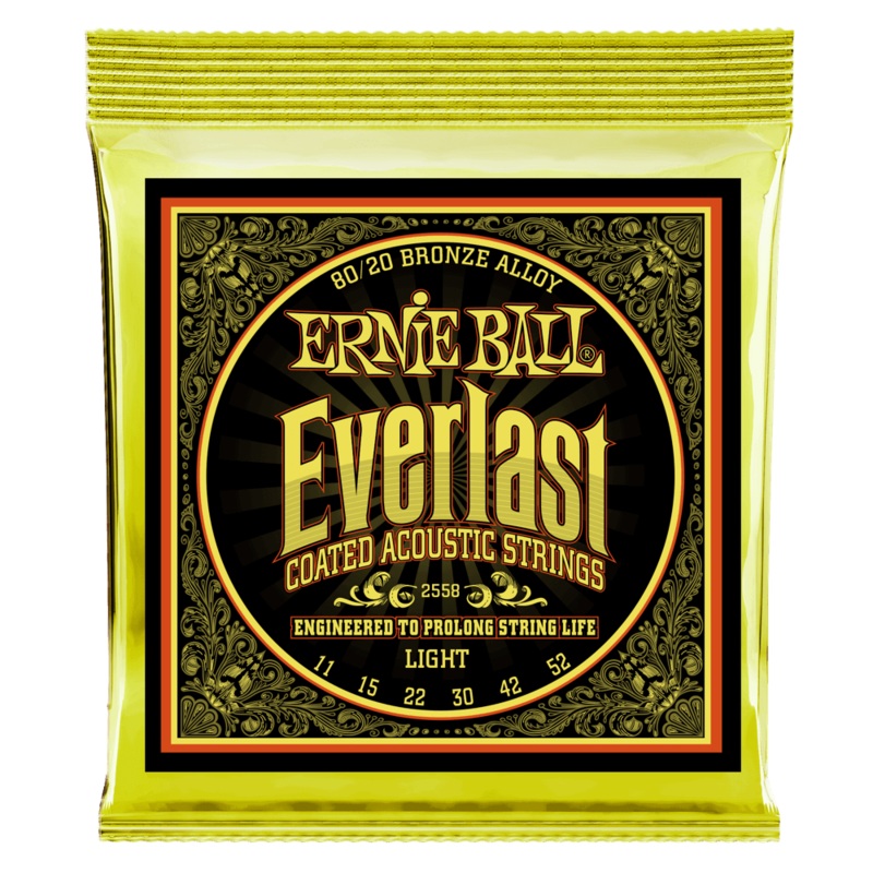 Ernie Ball Light Everlast Coated 80/20 Bronze Acoustic Strings 11-52