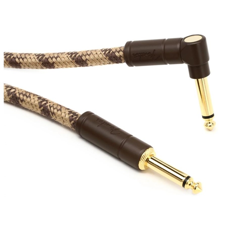 Fender Festival Hemp Instrument Cable – 18.6′ Straight-Angle, Brown Stripe