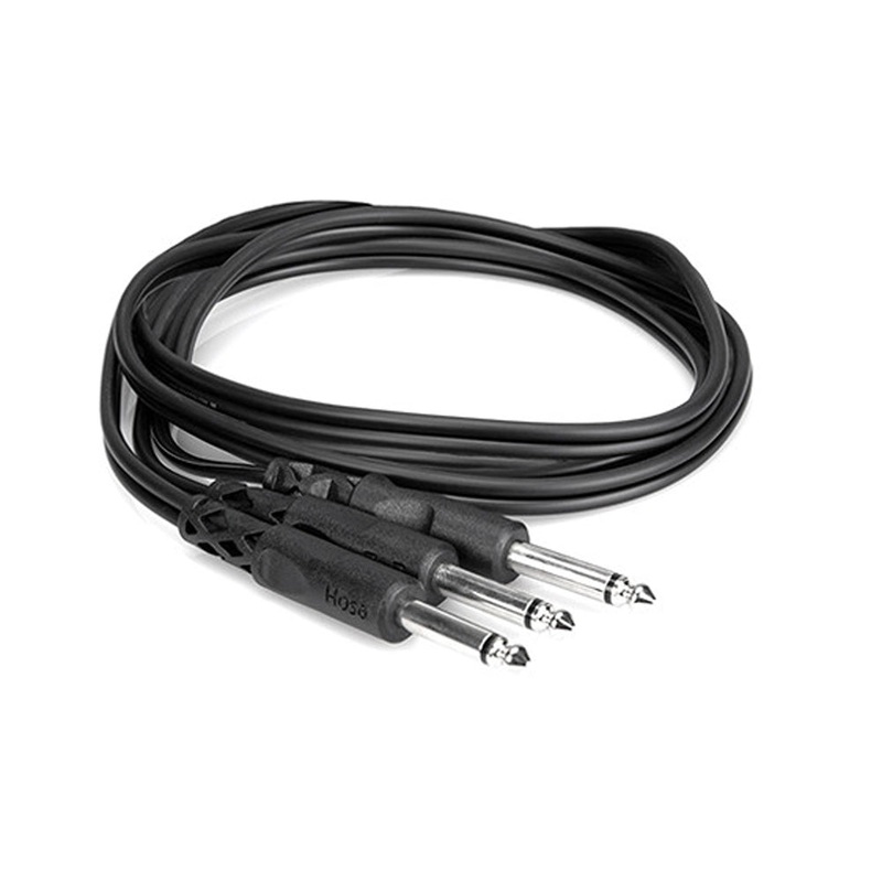 Hosa CYP-105 Y Cable – 1/4-inch TS Male to Dual 1/4-inch TS Male – 5 foot