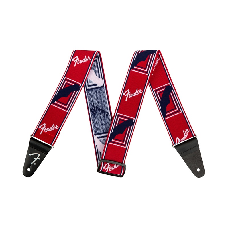 Fender WeighLess Monogram Guitar Strap Red, White, and Blue 2 in.