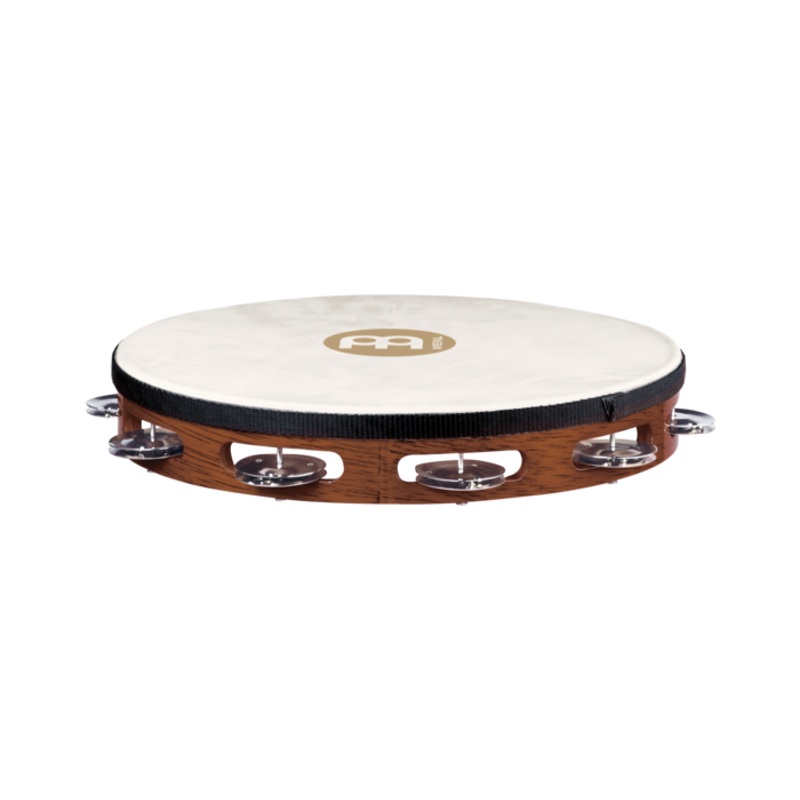 Traditional Goat-Skin Wood Tambourine, Steel Jungles, 1 Row