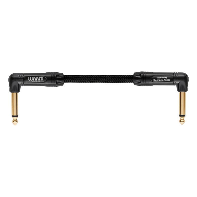 Warm Audio Prem-TS-2RT-6 Premier Gold Right Angle to Right Angle Pedalboard Patch Cable – 6-inch