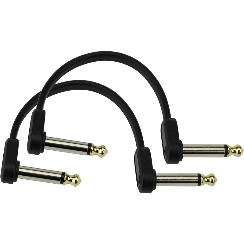 D’Addario Planet Waves Offset Right Angle to Right Angle Flat Patch Cables 2-Pack 6 in. Black