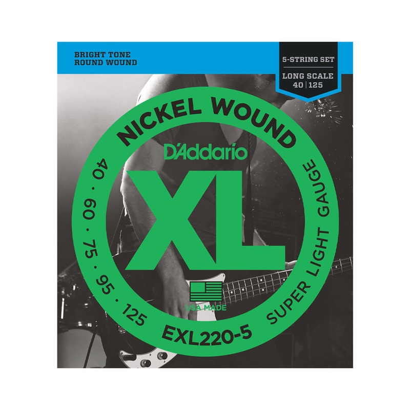 D’Addario EXL220-5 Super Light XL Nickel Wound Electric Bass Strings Long Scale