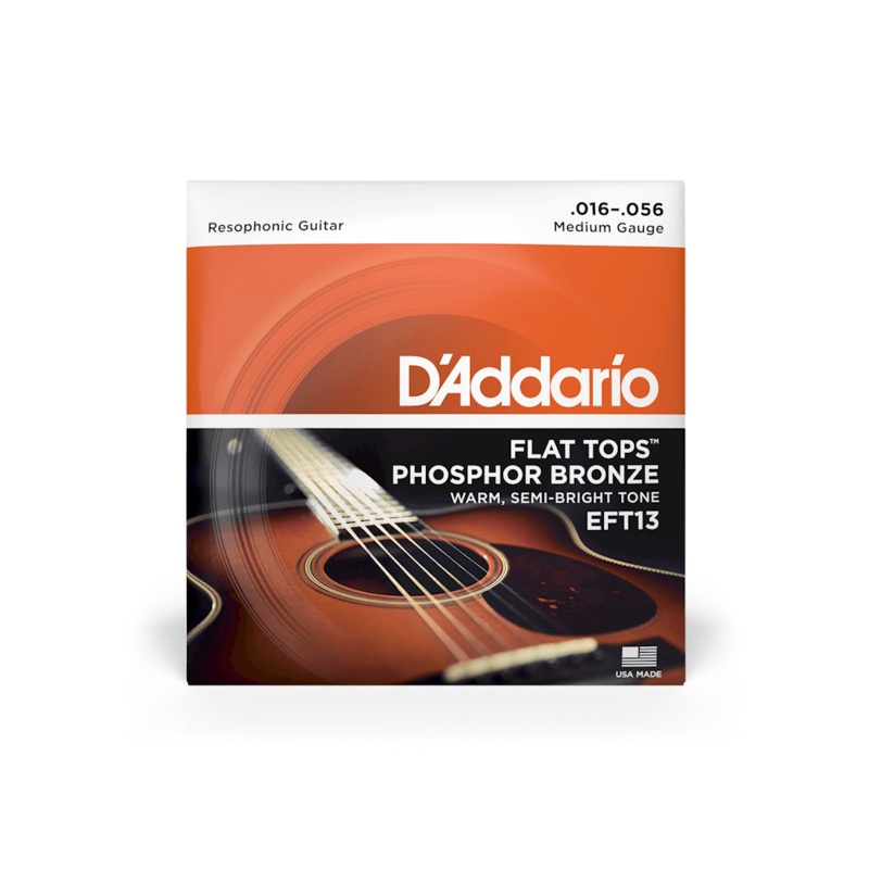 D’Addario Flat Tops Acoustic Guitar Strings EFT13 Resophonic Med 16-56