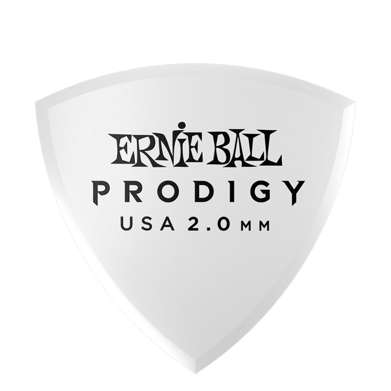 Ernie Ball Prodigy 2.0mm Delrin Guitar Picks Precision Tip White Shield – 6 Pack