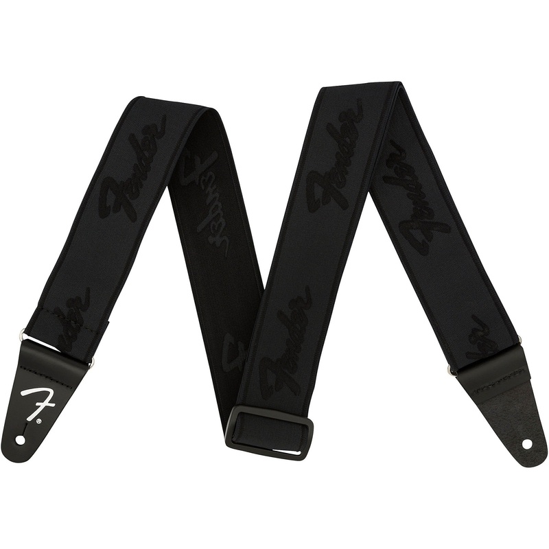 Fender Weighless Running Logo 2 Wide Guitar Strap – Black/Black