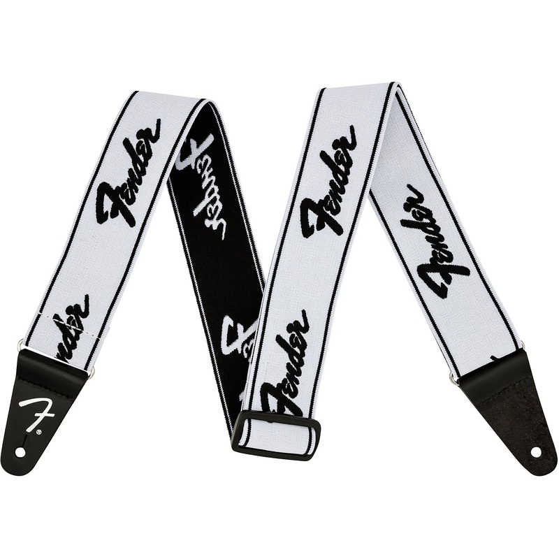Fender Weighless Running Logo 2 Wide Guitar Strap – White/Black