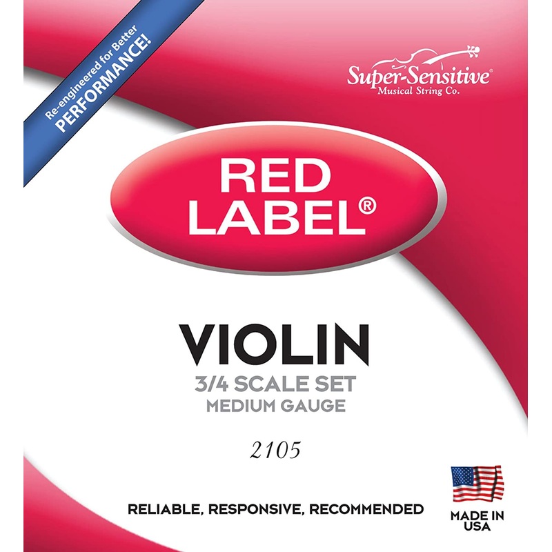 Super Sensitive Red Label: Violin String Set 3/4 – Medium Gauge