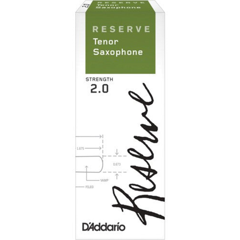 D’Addario Reserve Tenor Saxophone Filed Reeds, 2 pack- #2.0.