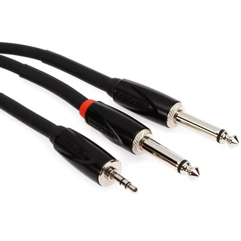 Roland Black Series 3.5mm TRS Male to Dual 1/4-inch TS Male – 10 ft