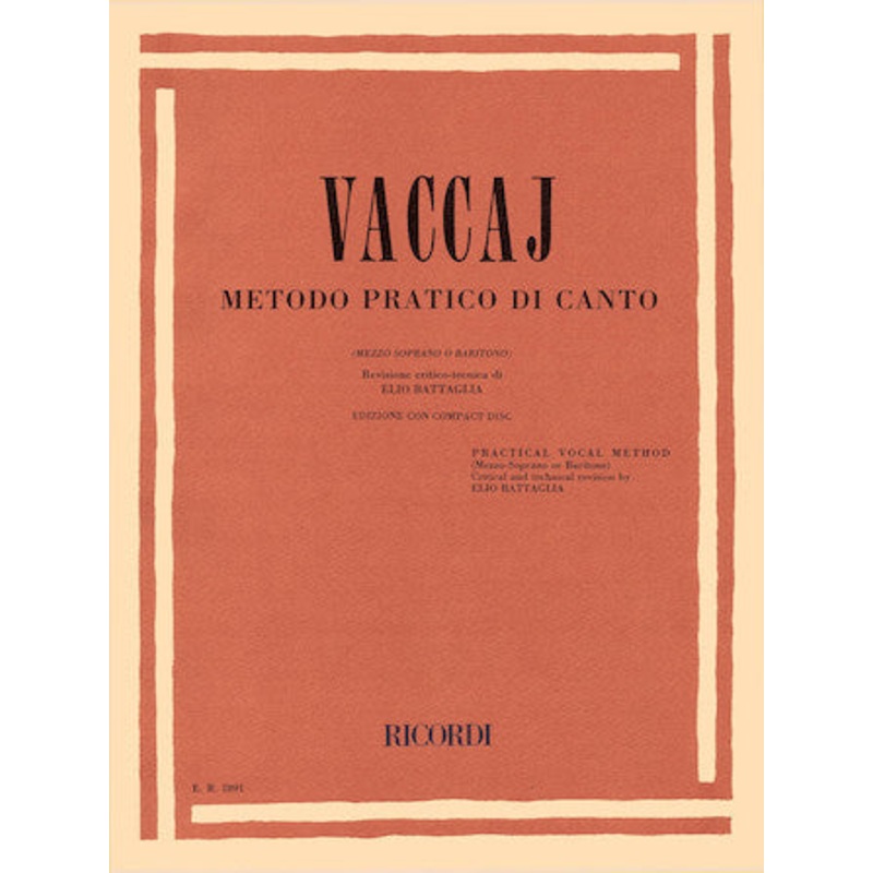 Vaccaj Mtodo Practico Di Canto Mezzo-Soprano/Baritone  Book/CD