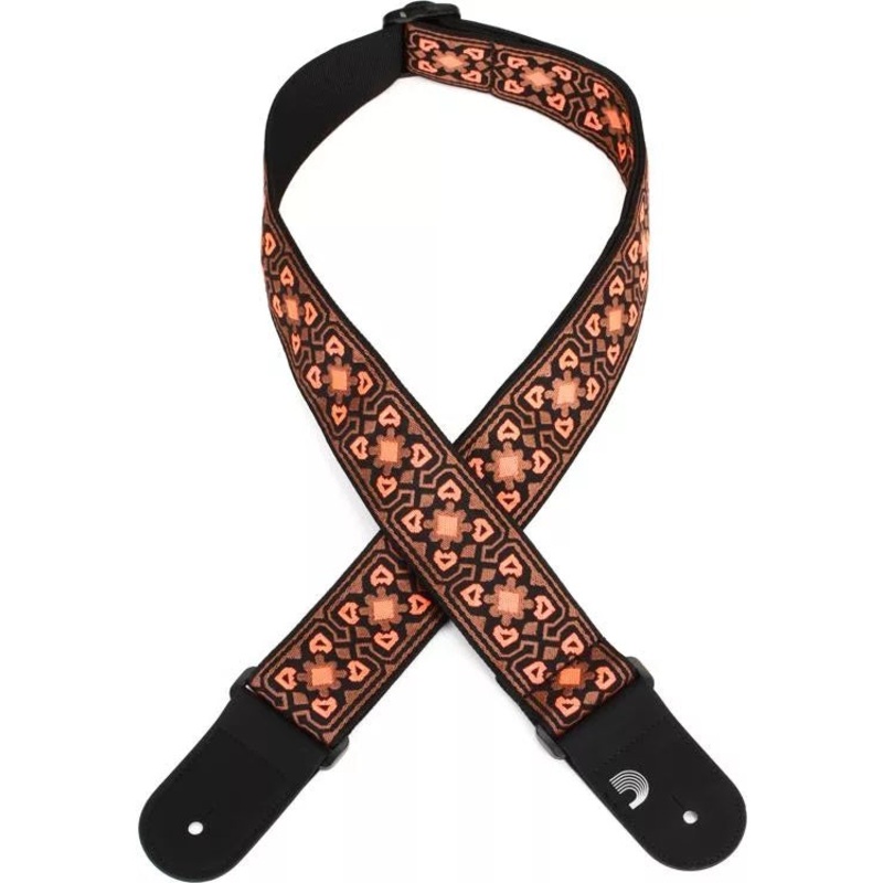 D’Addario Eco-Comfort Jacquard Woven Guitar Strap – Brown/Orange