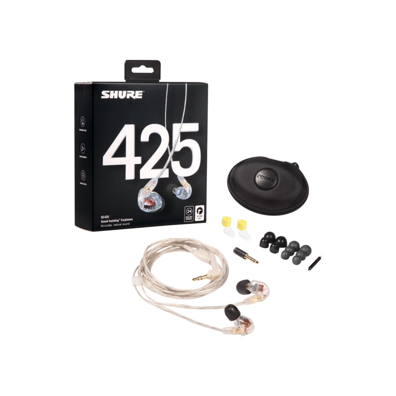 Shure SE425 Sound Isolating Dual-Driver Earbud Style – Clear