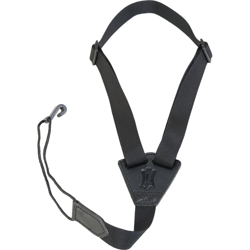 Levy’s 1 Wide Nylon and Leather Classical Guitar/Uke Strap – Black
