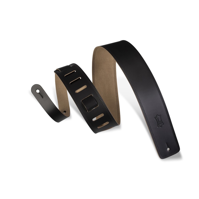 Levy’s 2.5 Wide Genuine Leather Guitar Strap – Black