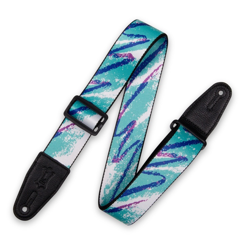 Levy’s 2 Polyester Guitar Strap W/Leather Ends- 90’S Paper Cup Pattern