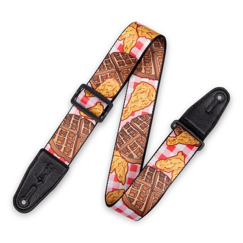 Levy’s 2 Polyester Guitar Strap W/Leather Ends – Chicken and Waffles