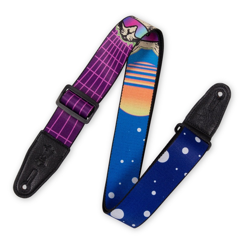 Levy’s 2 Polyester Guitar Strap W/Leather Ends – Cyber Cat