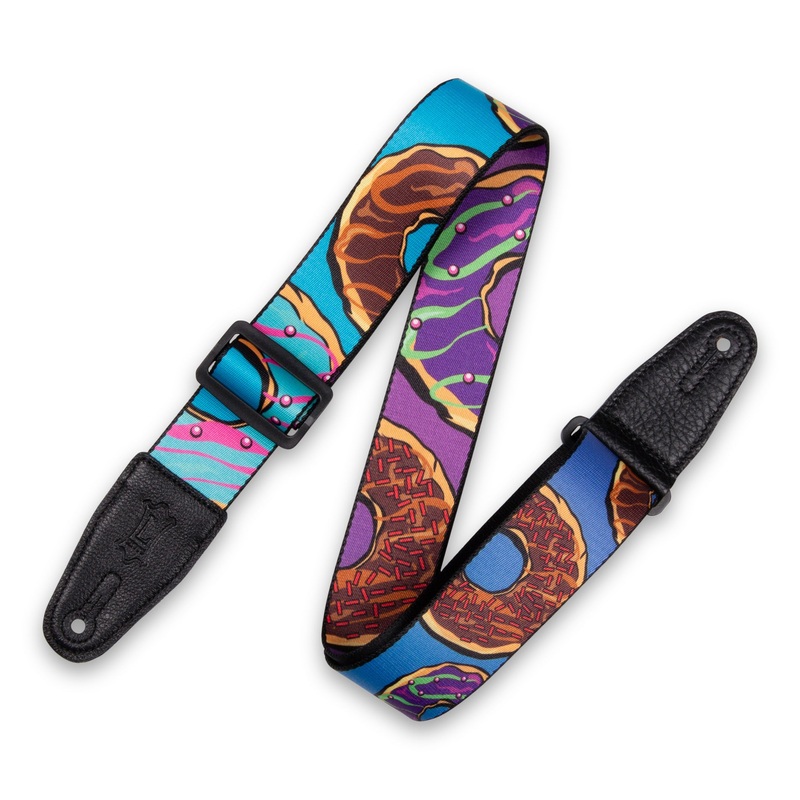 Levy’s 2 Polyester Guitar Strap W/Leather Ends – Donuts