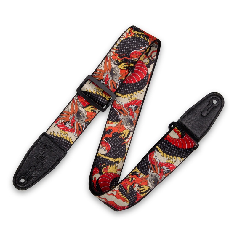 Levy’s 2 Polyester Guitar Strap W/Leather Ends – Japanese Traditional Dragon