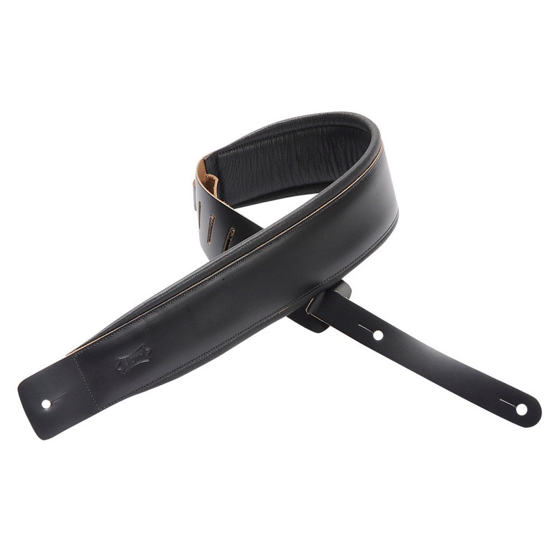 Levy’s 3 Leather Face With Padded Back Guitar Strap – Black