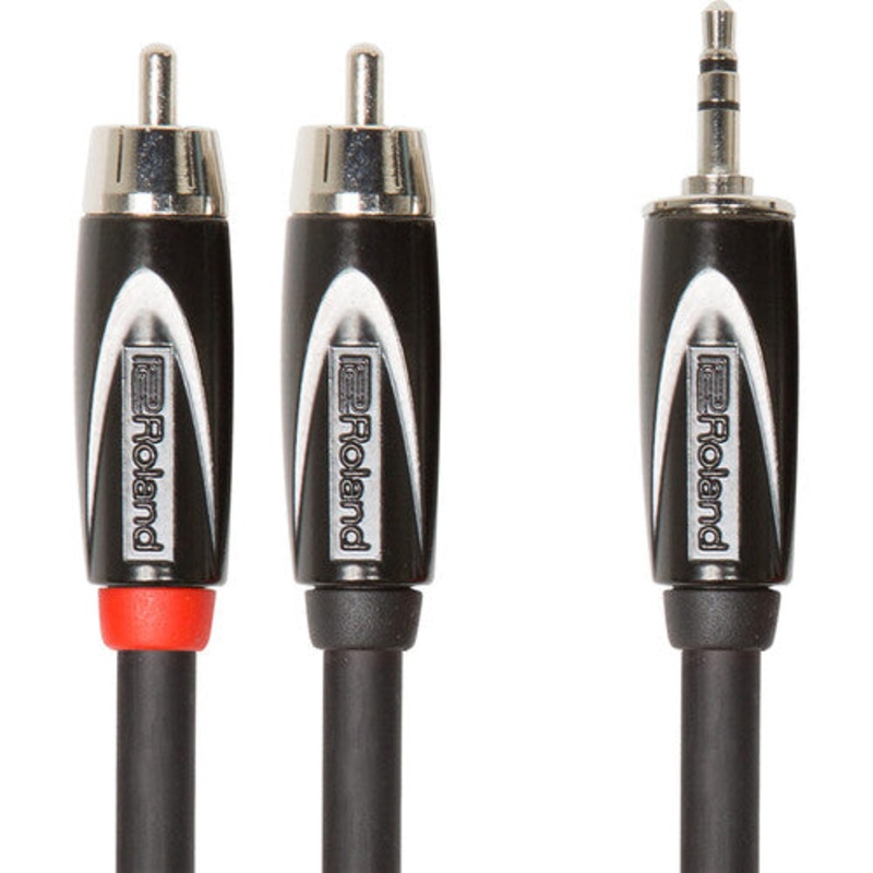 Roland Insert/Splitter Cablel : 1/8 TRS-2 x RCA – 10′ (Black)