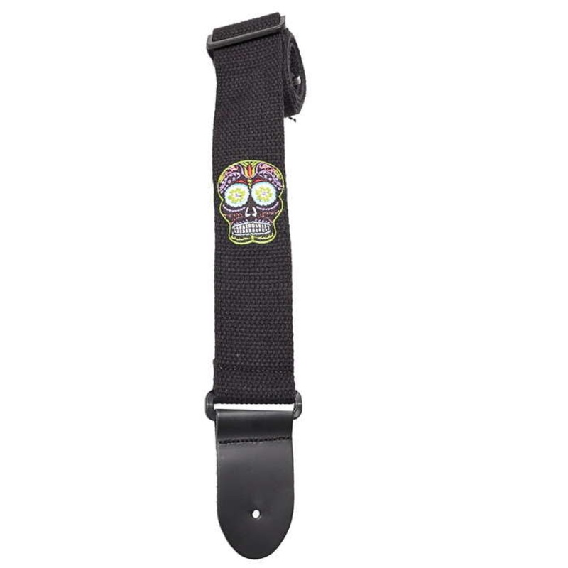 Henry Heller 2 Cotton Guitar Strap Intricate Sugar Skull Design