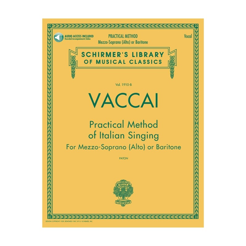 Vaccai Practical Method Of Italian Singing For Mezzo-Soprano (Alto) Or Baritone.