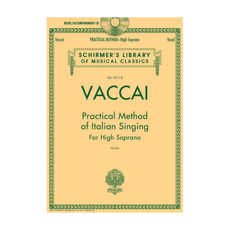 Vaccai Practical Method Of Italian Singing High Soprano