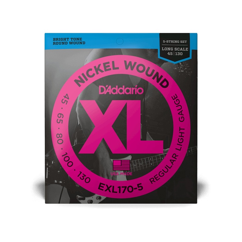 D’Addario EXL170 Regular Light Long Scale 5-String Bass Strings .045-.130