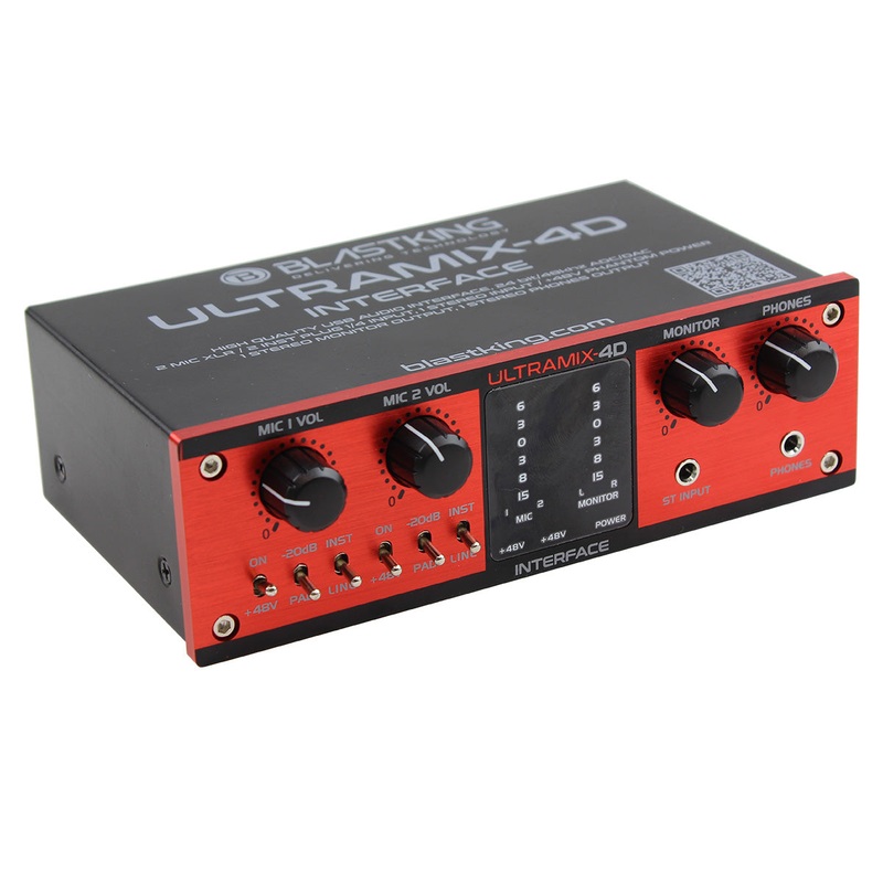 Blastking USB Audio Interface 24-bit/48 KHz XLR 1/4 +48V Phantom  ULTRAMIX-4D