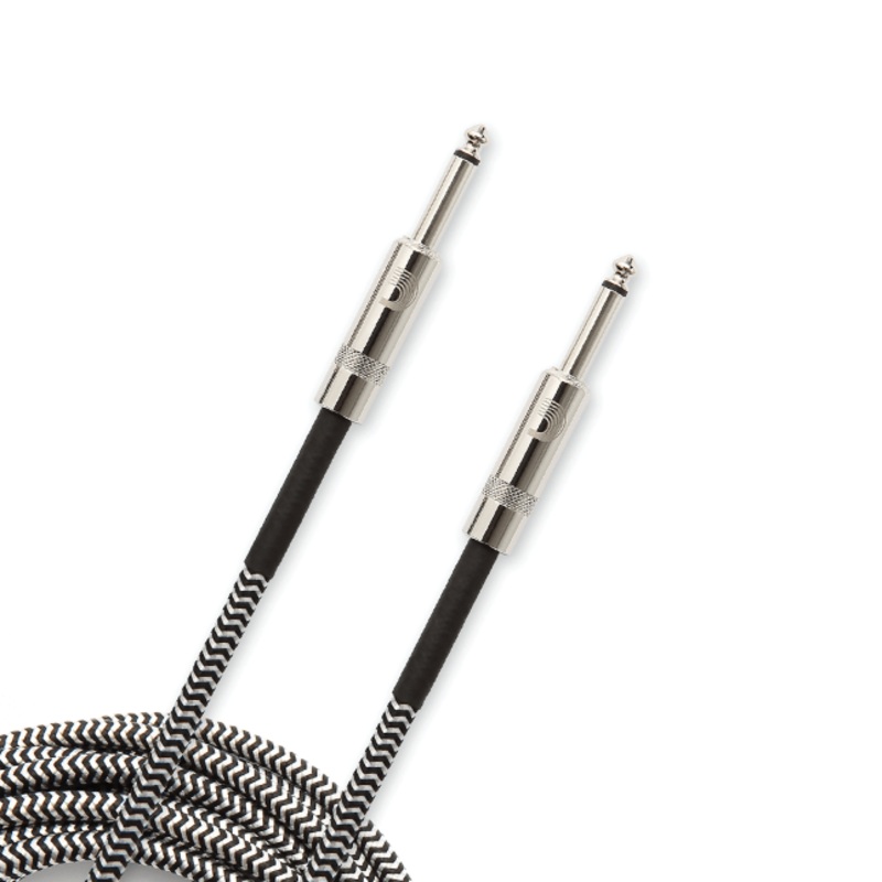 D’Addario PW-BG-10BG Braided Straight to Straight Instrument Cable – 10 foot Grey